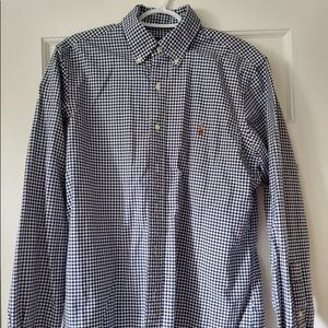 Men’s Black and White Medium Polo Dress Shirt